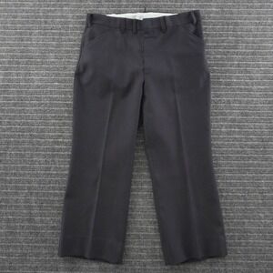 Vintage 70s JCPenney Slacks Mens 35x25 Navy Blue Flat Front Dress Pants